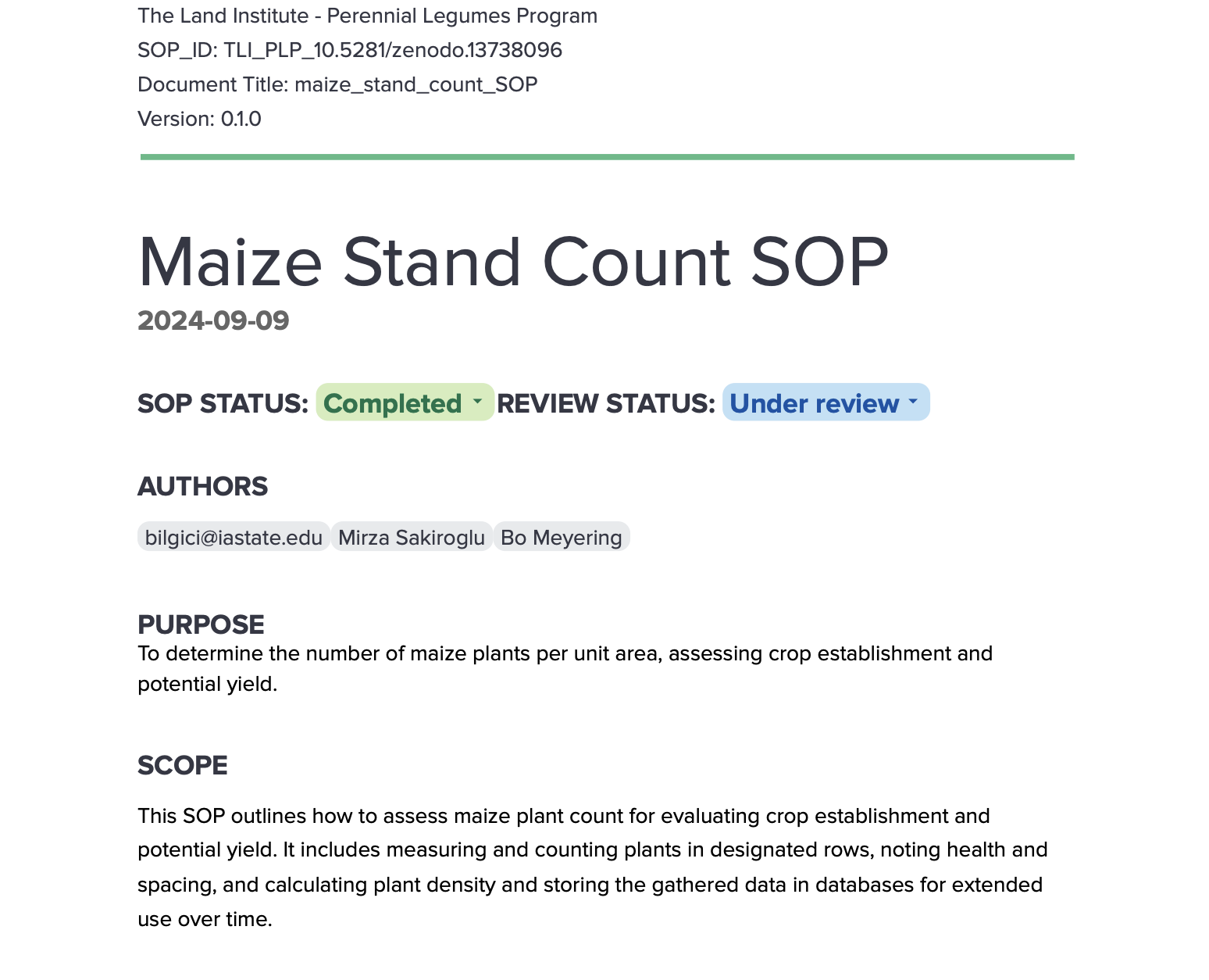 Maize Stand Count SOP